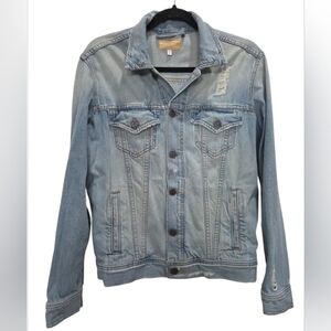 Tribe Kelley Traveler Distressed Jean Jacket, Size SMALL